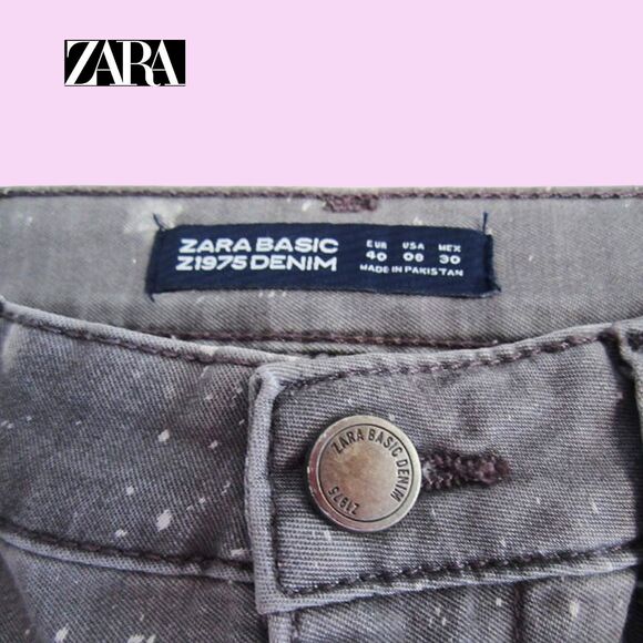 Zara NEW Y2K Paint Splatter High Rise Denim Skinny Legging Jean 8 - Picture 4 of 12